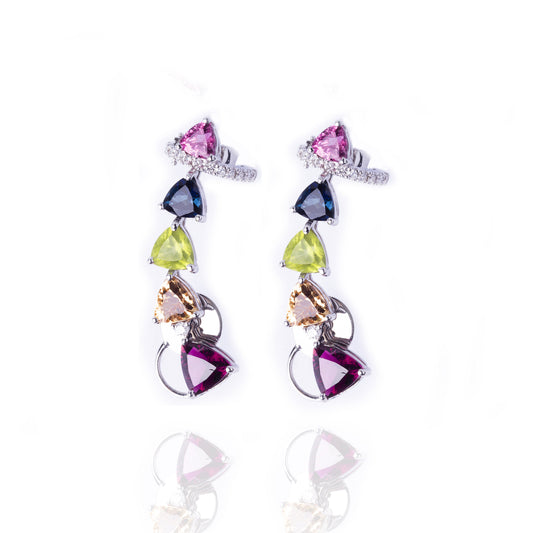BRINCO EAR CUFF COLOR PEDRAS BRASILEIRAS E BRILHANTES 8 CT