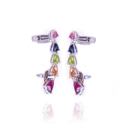 BRINCO EAR CUFF COLOR PEDRAS BRASILEIRAS E BRILHANTES 8 CT